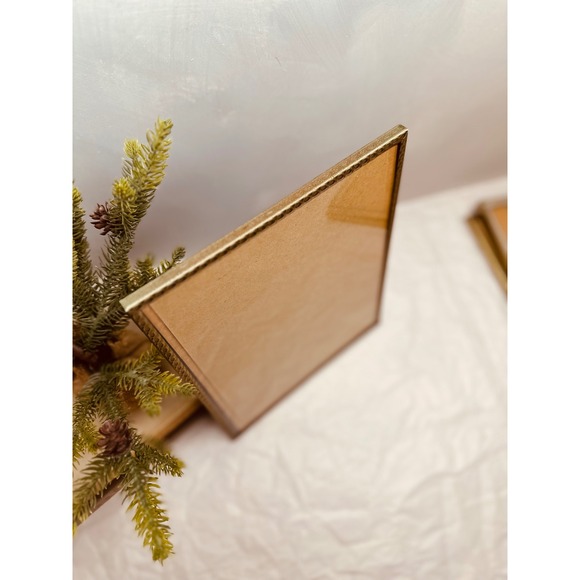 art deco stamped brass frame 8x10 helix pattern brown back - Picture 3 of 6